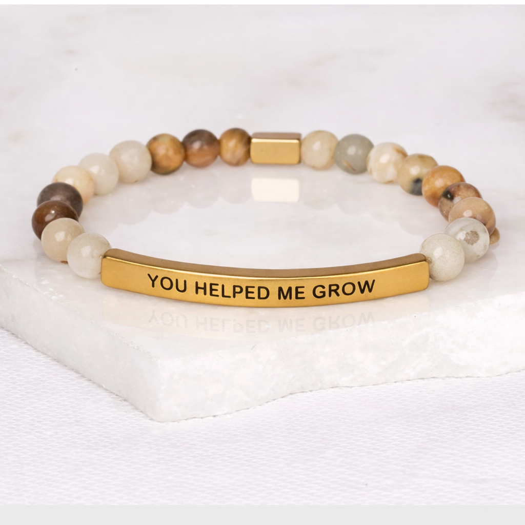 YOU HELPED ME GROW Bamboo Agate Bracelet