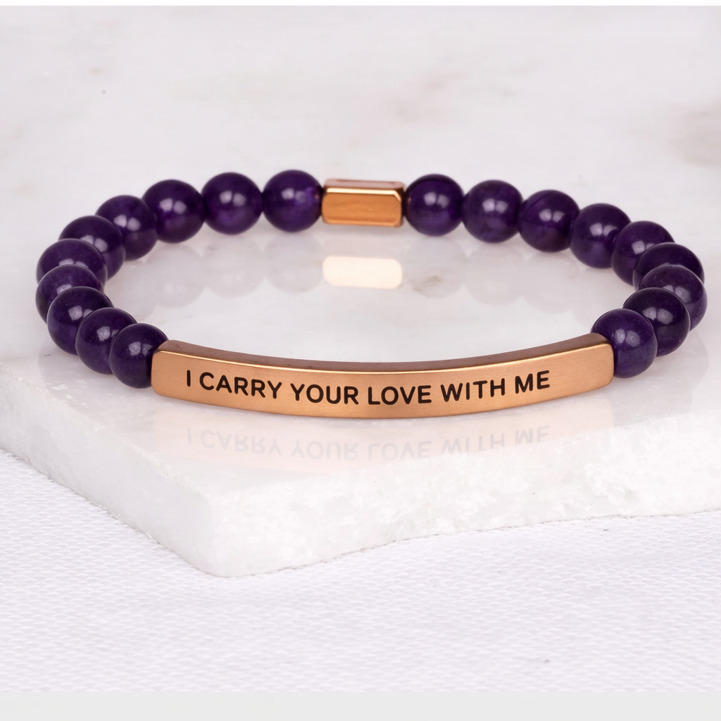 I CARRY YOUR LOVE WITH ME Amethyst Bracelet