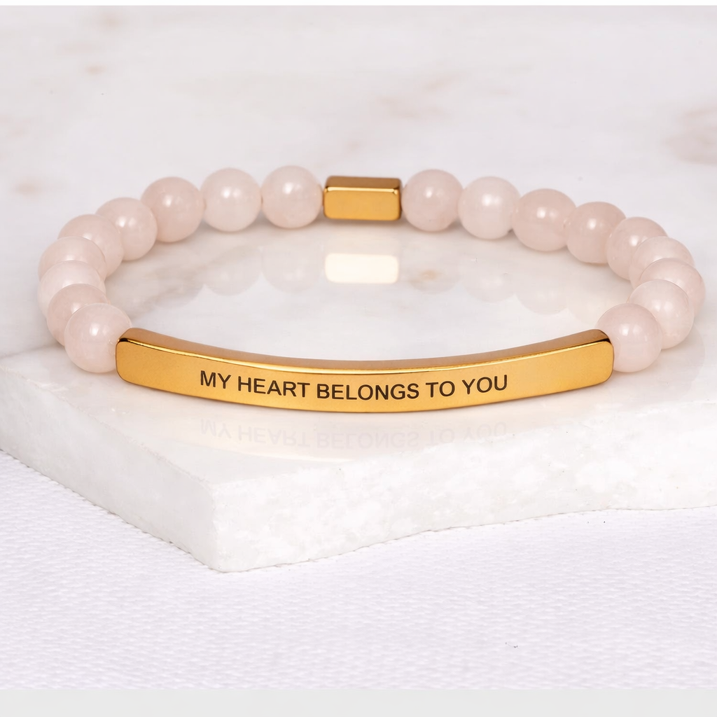 MY HEART BELONGS TO YOU Rose Quartz Bracelet