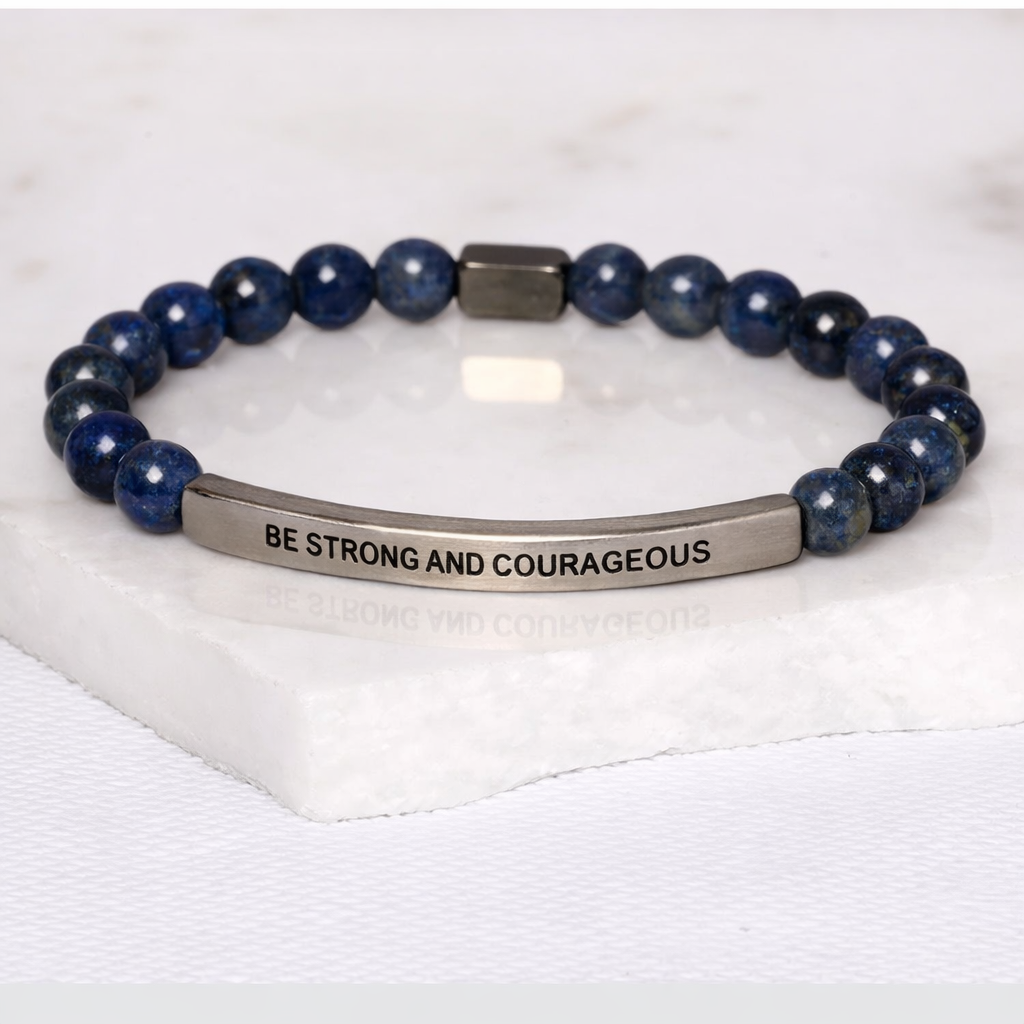 BE STRONG AND COURAGEOUS Blue Lapis Bracelet