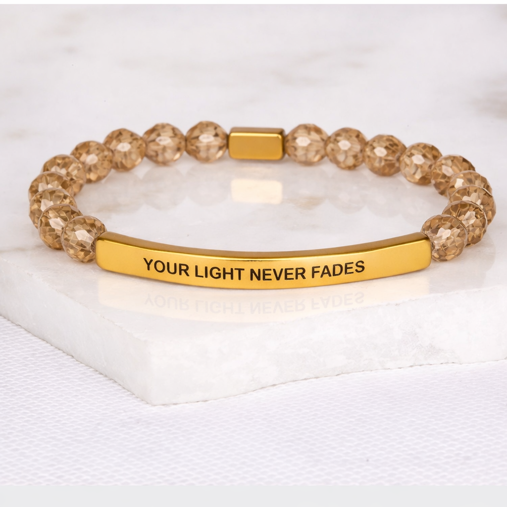 YOUR LIGHT NEVER FADES - Silver Champagne Crystal