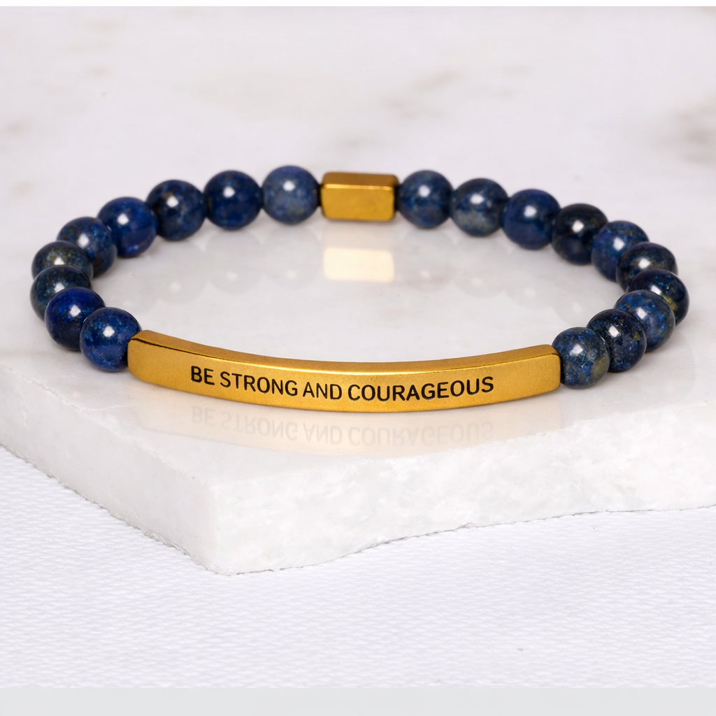 BE STRONG AND COURAGEOUS Blue Lapis Bracelet