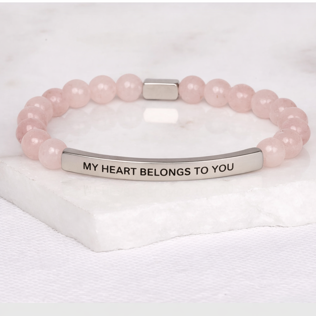 MY HEART BELONGS TO YOU Rose Quartz Bracelet