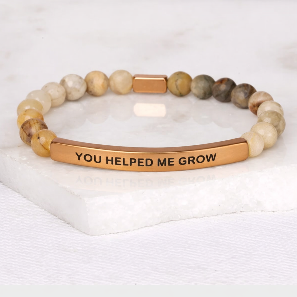 YOU HELPED ME GROW Bamboo Agate Bracelet