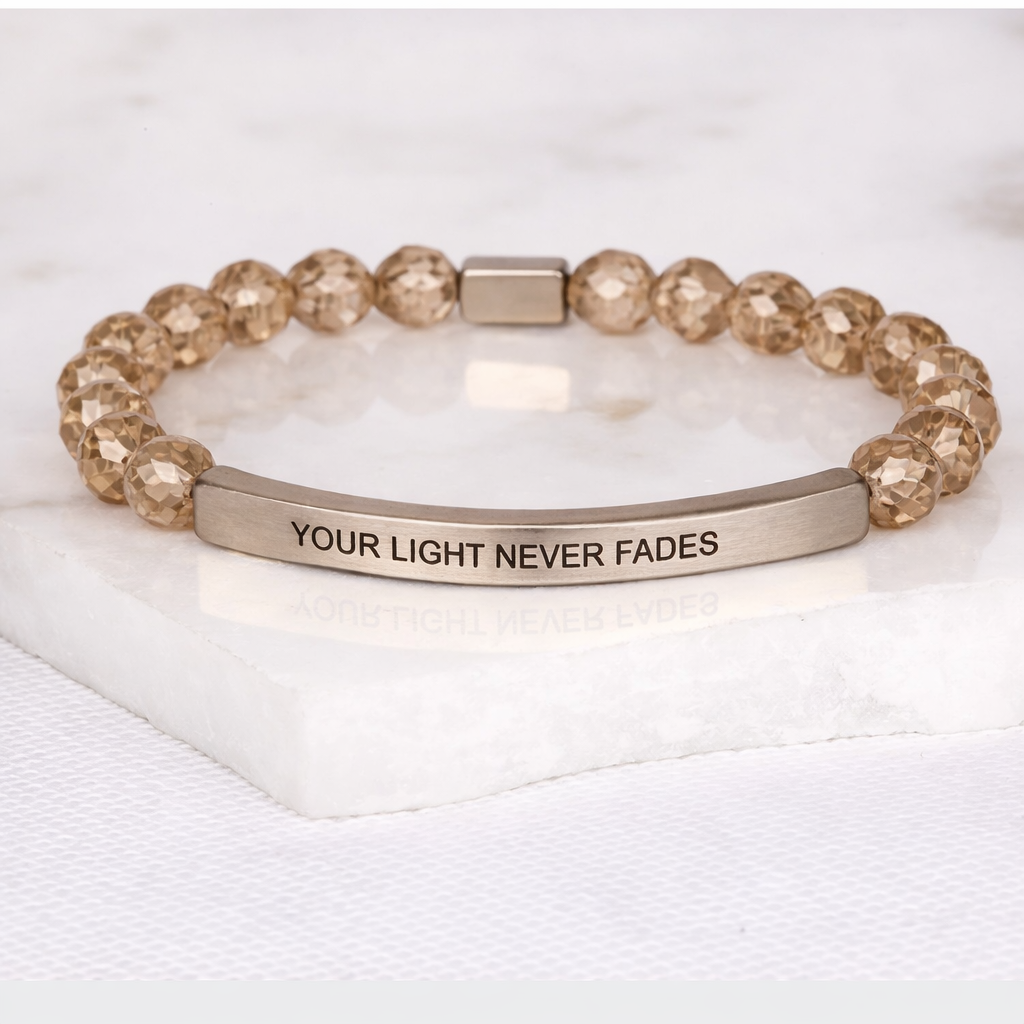 YOUR LIGHT NEVER FADES - Silver Champagne Crystal