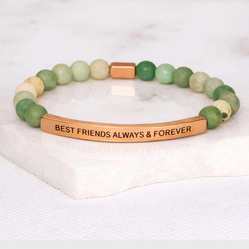Product Title BEST FRIENDS ALWAYS AND FOREVER Amazonite Bracelet