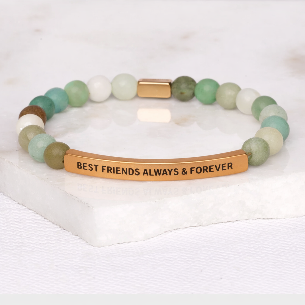 Product Title BEST FRIENDS ALWAYS AND FOREVER Amazonite Bracelet
