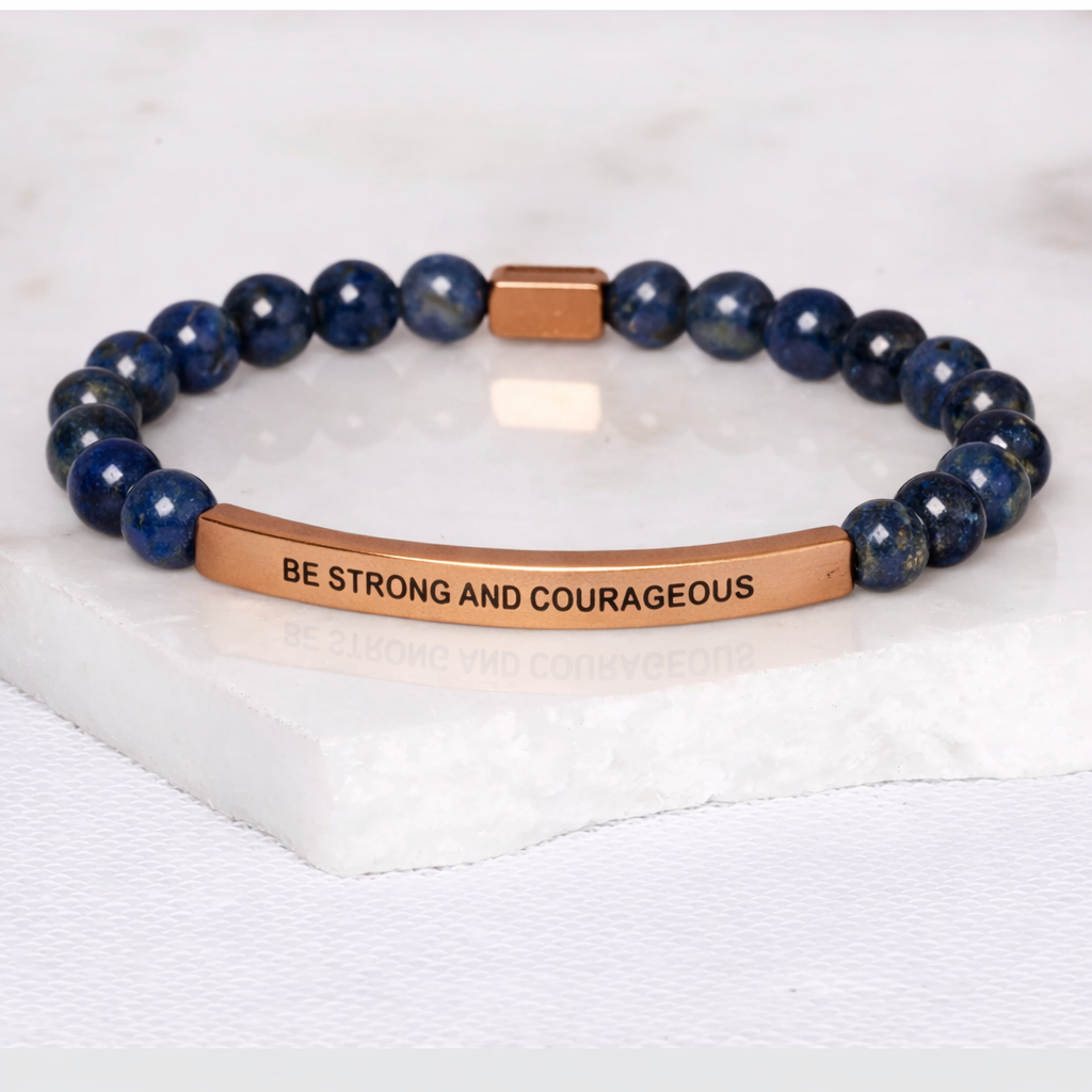 BE STRONG AND COURAGEOUS Blue Lapis Bracelet