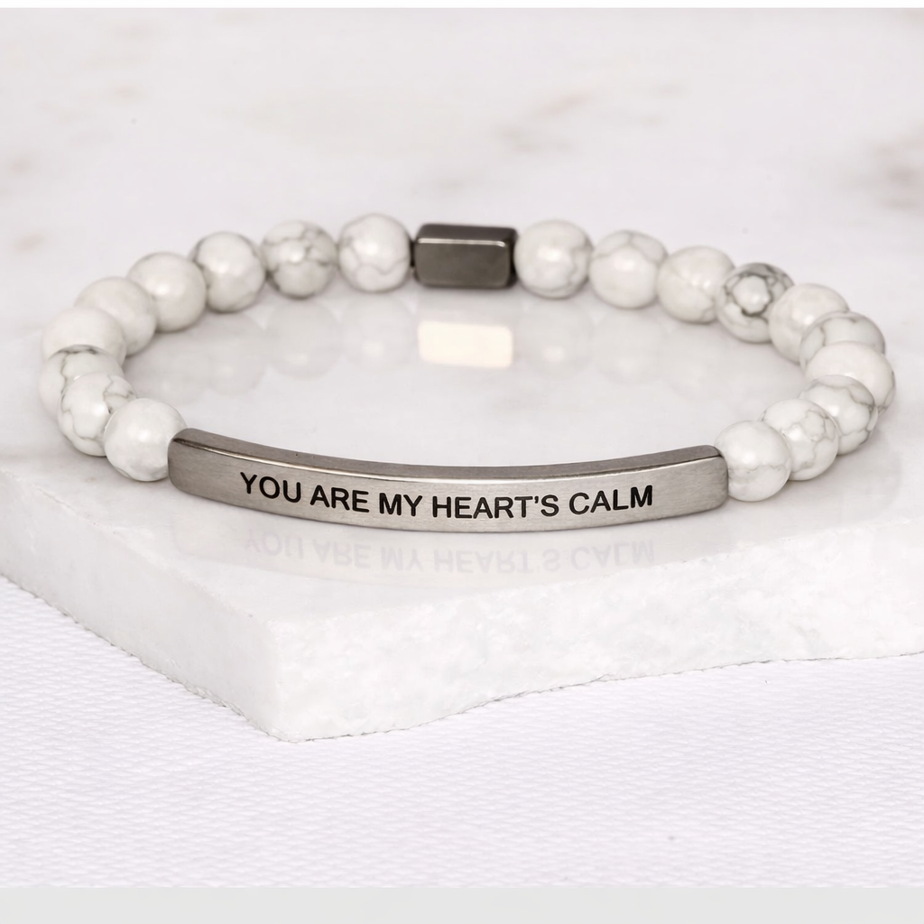 YOU ARE MY HEART'S CALM Howlite Marble Bracelet