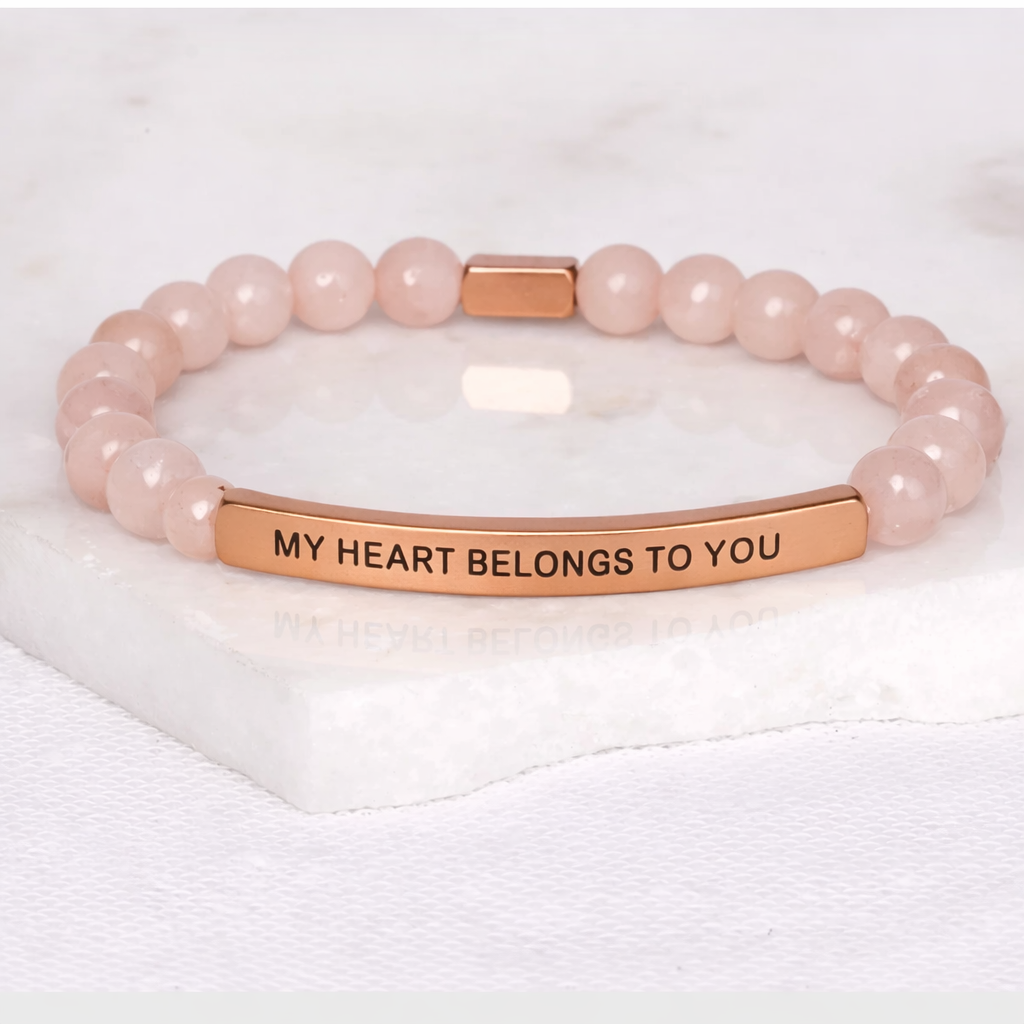 MY HEART BELONGS TO YOU Rose Quartz Bracelet