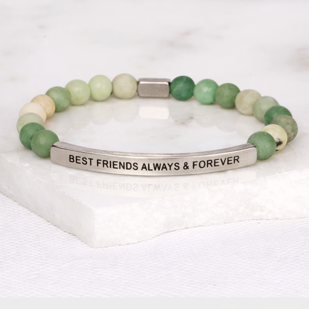 Product Title BEST FRIENDS ALWAYS AND FOREVER Amazonite Bracelet