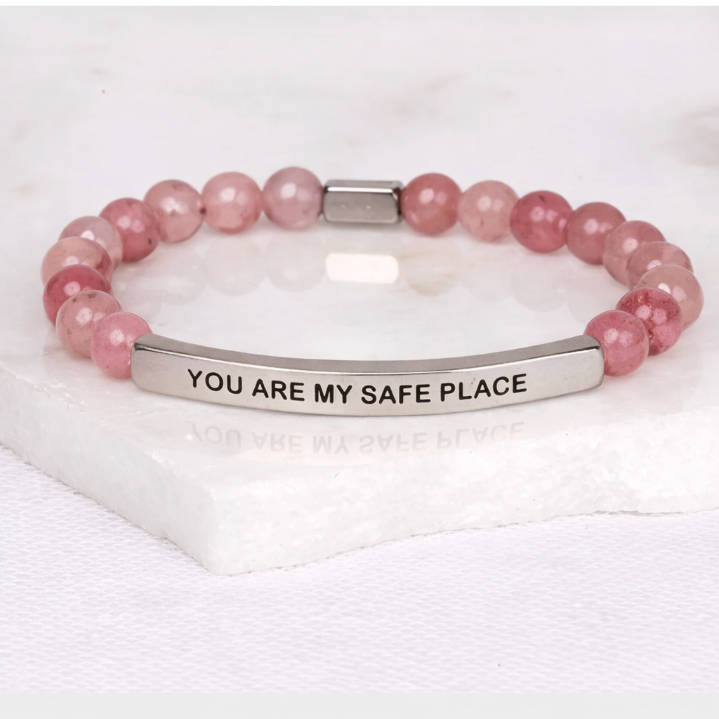 YOU ARE MY SAFE PLACE Pink Quartz Bracelet